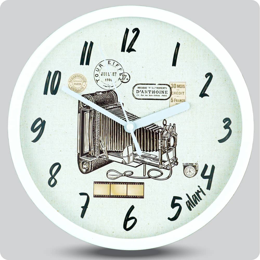 Jam Dinding Analog Rustic/Shabby Chic Alari Camera Booth JDALARAL1204-1668CAM