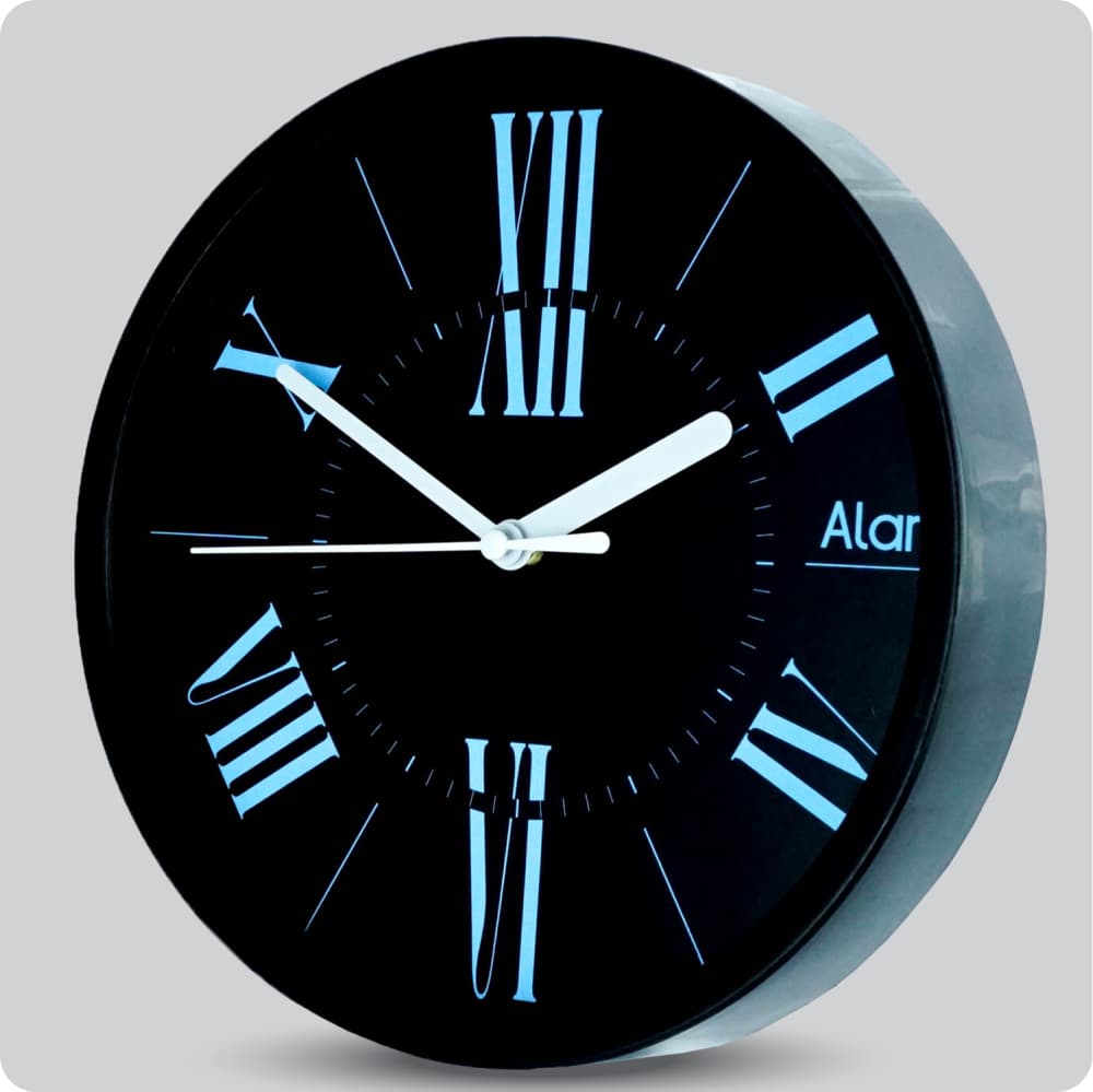 Jam Dinding Analog Polos Minimalis Alari Hitam Biru JDALARAL1226-1668HITBIR