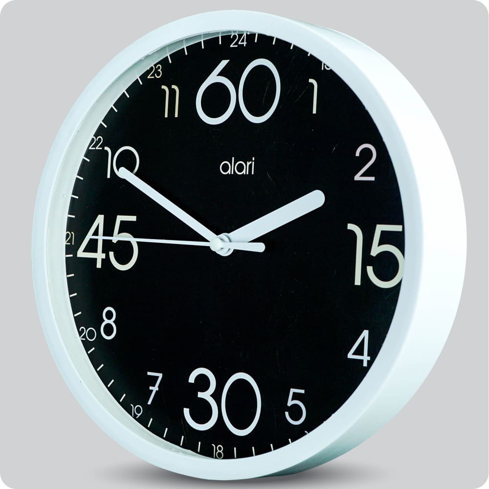 Jam Dinding Analog Polos Minimalis Alari Black JDALARAL7177BLA