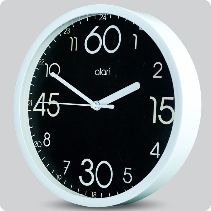 Jam Dinding Analog Polos Minimalis Alari Black JDALARAL7177BLA