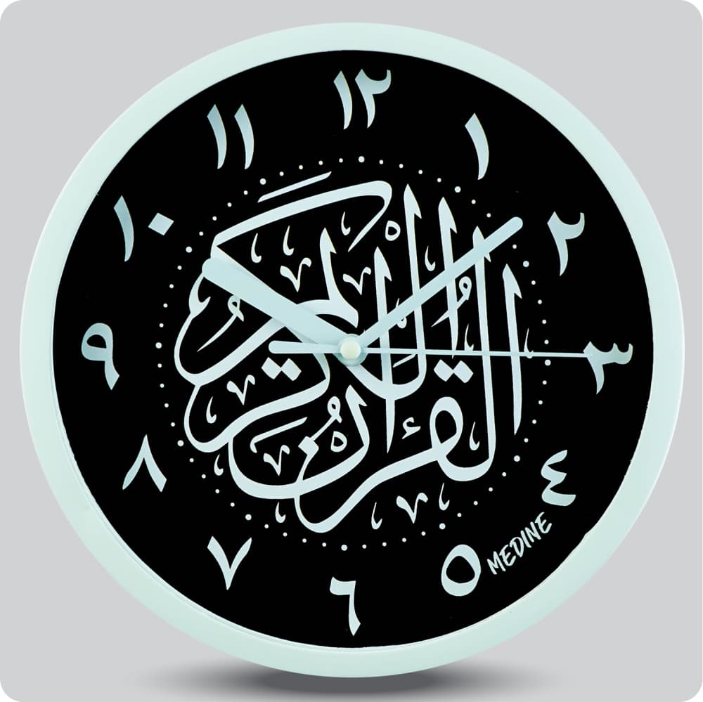 Jam Dinding Analog Kaligrafi Medine Angka Arab Hitam JDMEDIMD1134KQARHIT