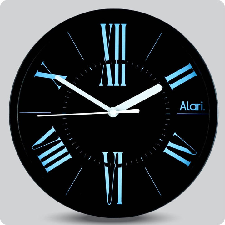 Jam Dinding Analog Polos Minimalis Alari Hitam Biru JDALARAL1226-1668HITBIR