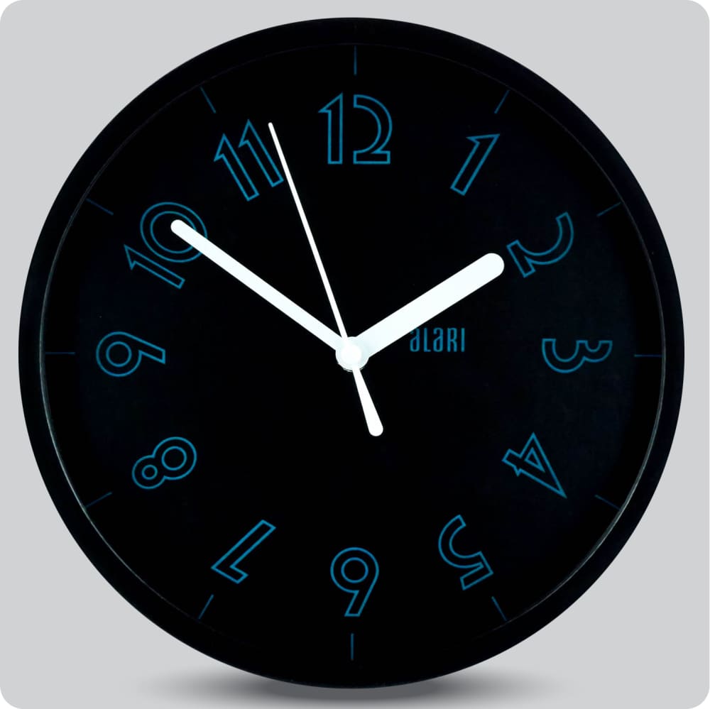 Jam Dinding Analog Polos Minimalis Alari Hitam Biru JDALARAL1240-1668HITBIR