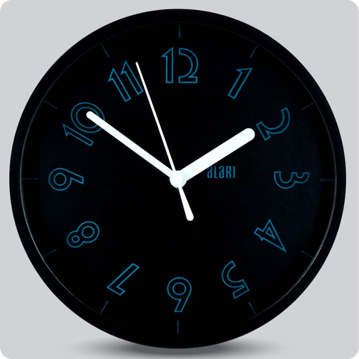 Jam Dinding Analog Polos Minimalis Alari Hitam Biru JDALARAL1240-1668HITBIR