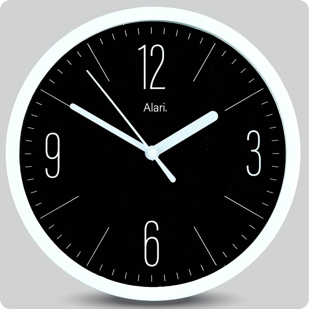 Jam Dinding Analog Polos Minimalis Alari Hitam JDALARAL1202-1668HIT