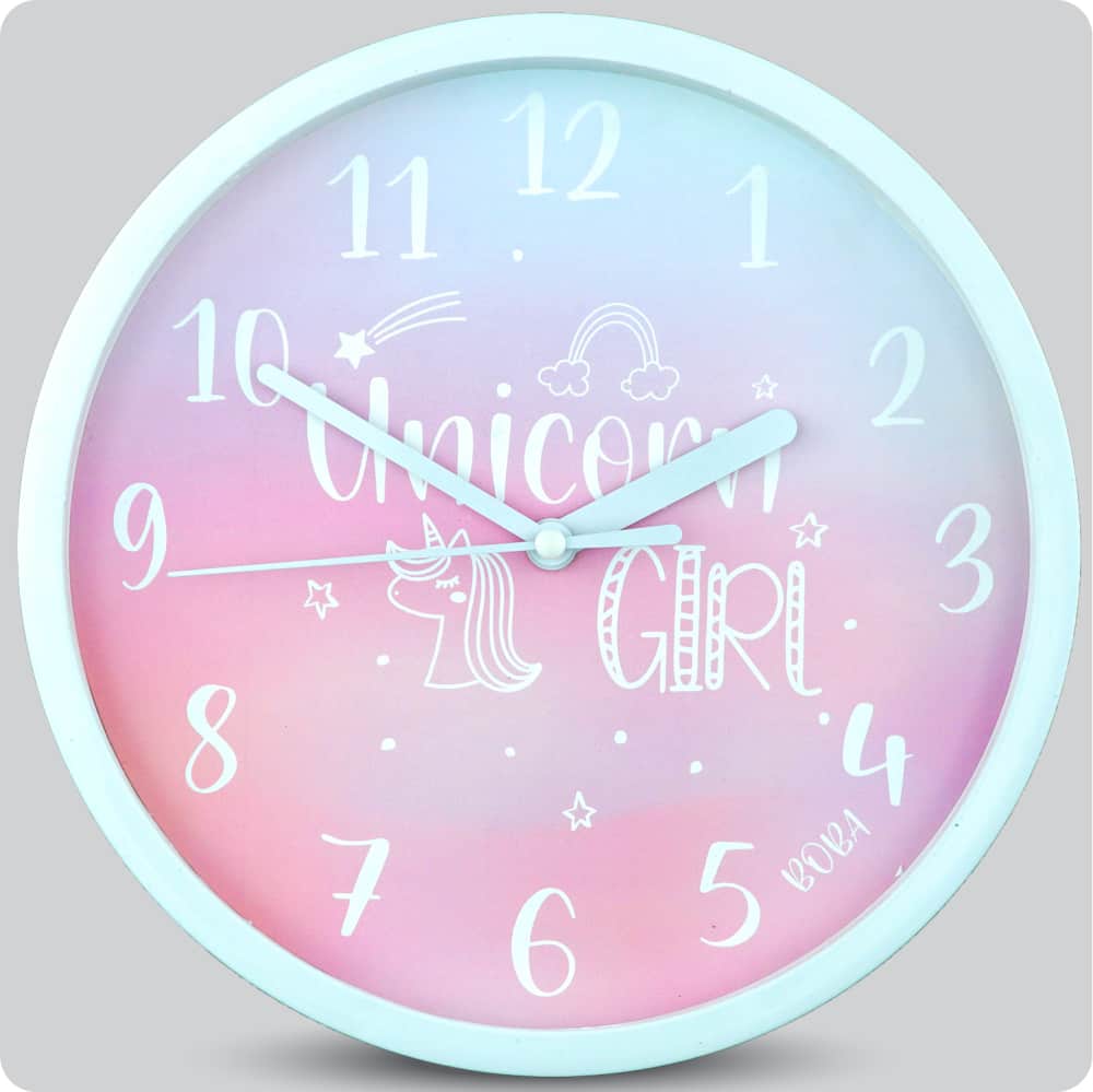 Jam Dinding Analog Karakter Anak Boba Unicorn Girl JDBOBABB1129UNI