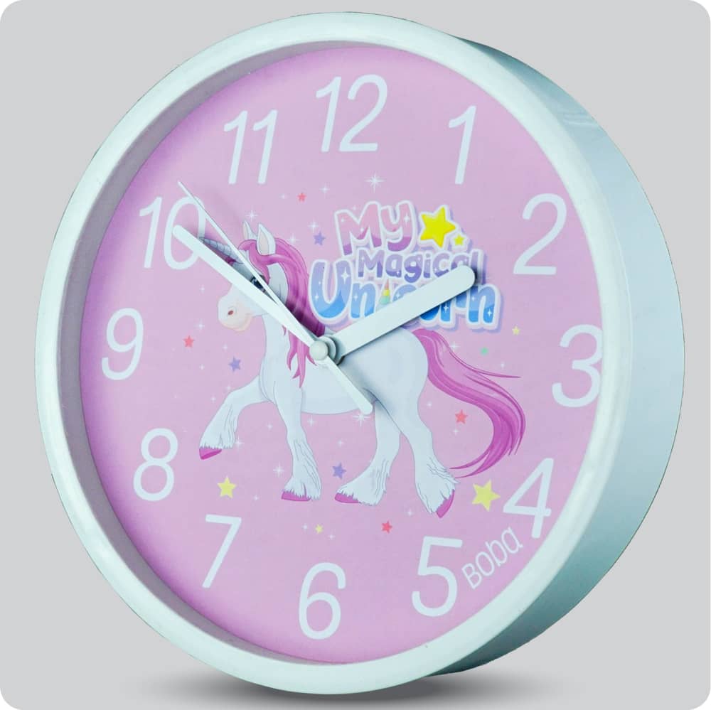 Jam Dinding Analog Karakter Anak Boba Magical Unicorn JDBOBABB1201-1668MUN