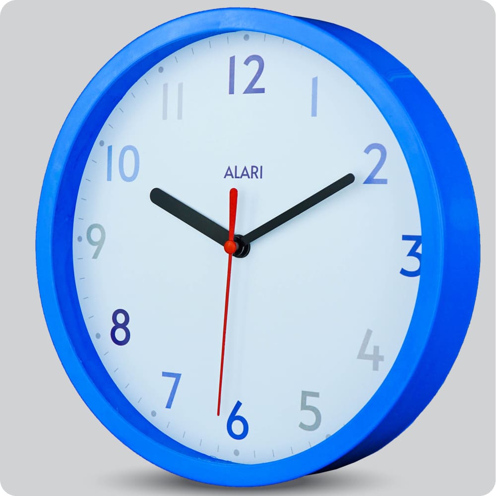 Jam Dinding Analog Polos Minimalis Alari Biru JDALARAL6168BIR