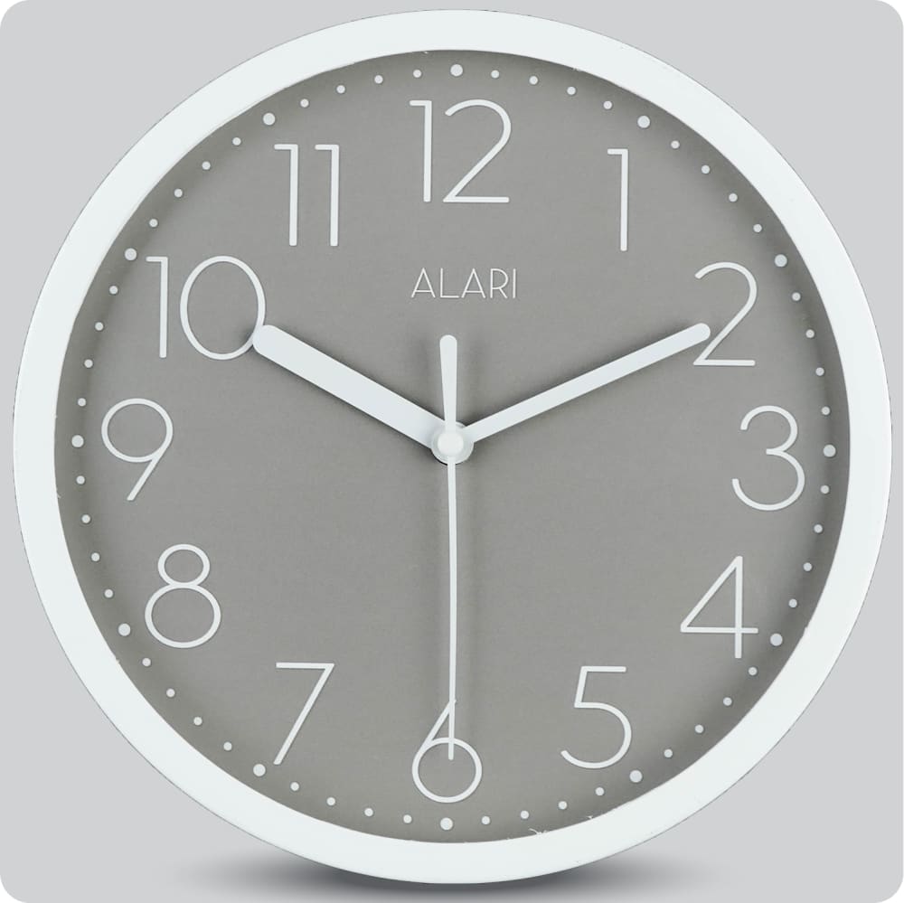 Jam Dinding Analog Polos Minimalis Alari Grey JDALARAL1111ABU