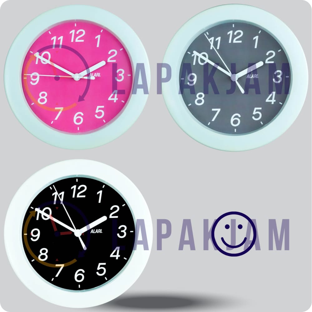 Jam Dinding Analog Polos Minimalis Alari Hitam JDALARAL8000-805HIT