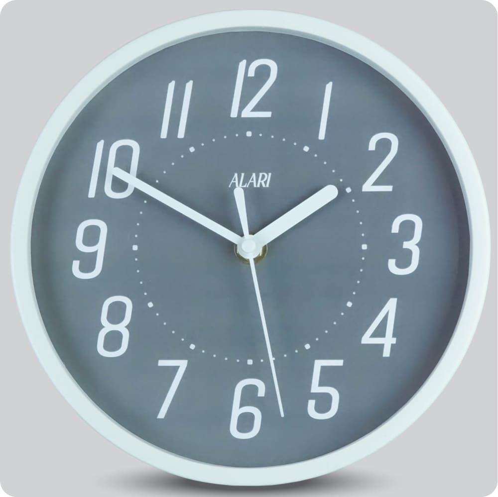 Jam Dinding Analog Polos Minimalis Alari Abu JDALARAL1167-1668ABU