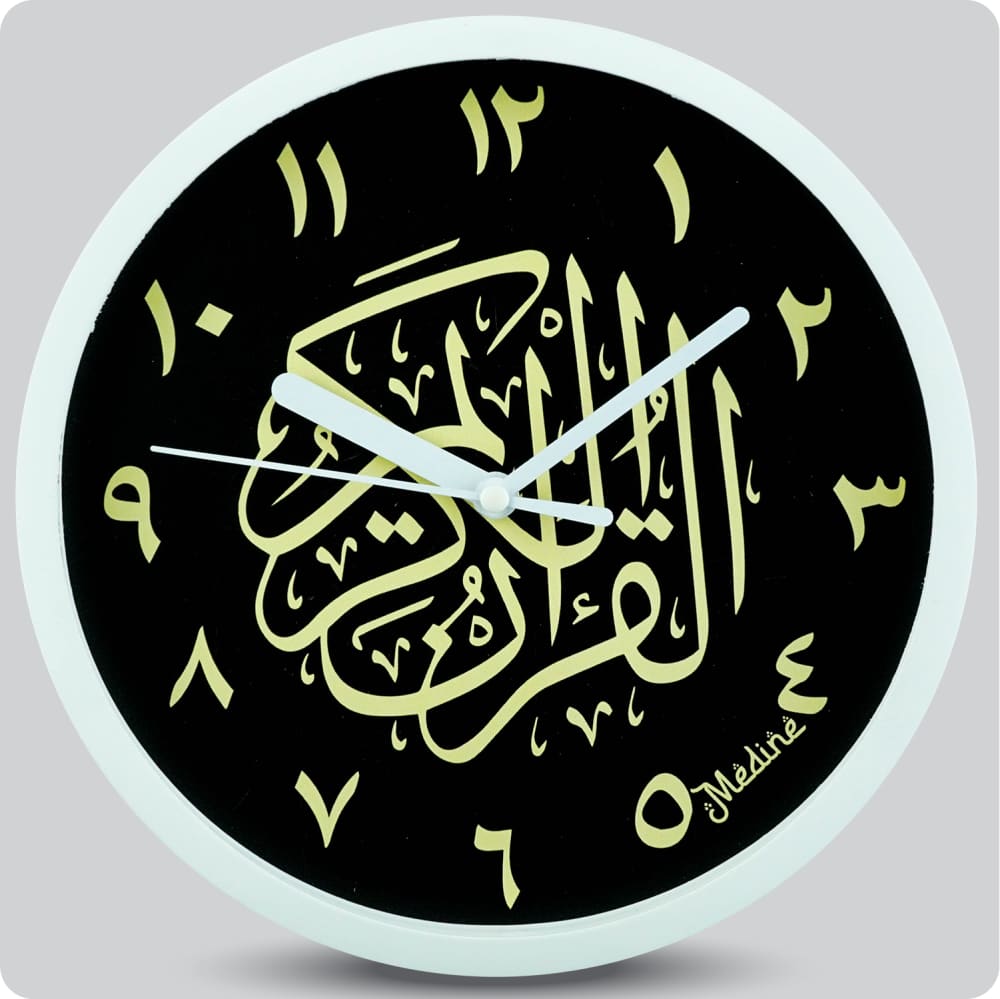 Jam Dinding Analog Kaligrafi Medine Angka Arab Hitam JDMEDIMD1234KQARHIT