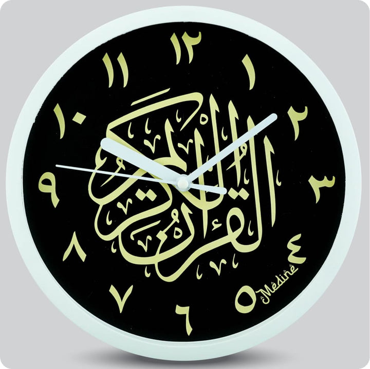 Jam Dinding Analog Kaligrafi Medine Angka Arab Hitam JDMEDIMD1234KQARHIT