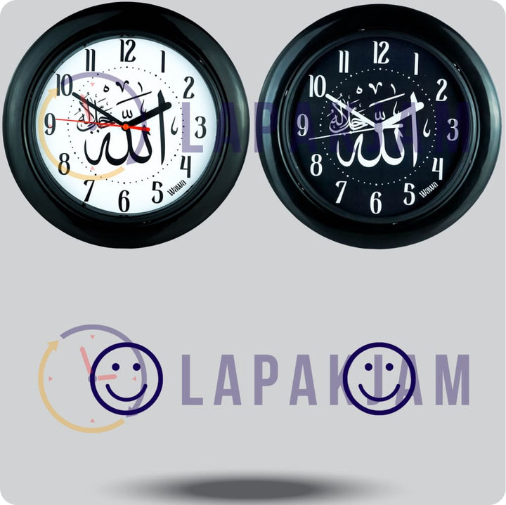Jam Dinding Analog Kaligrafi Wawa Hitam JDWAWAWW1168BLA