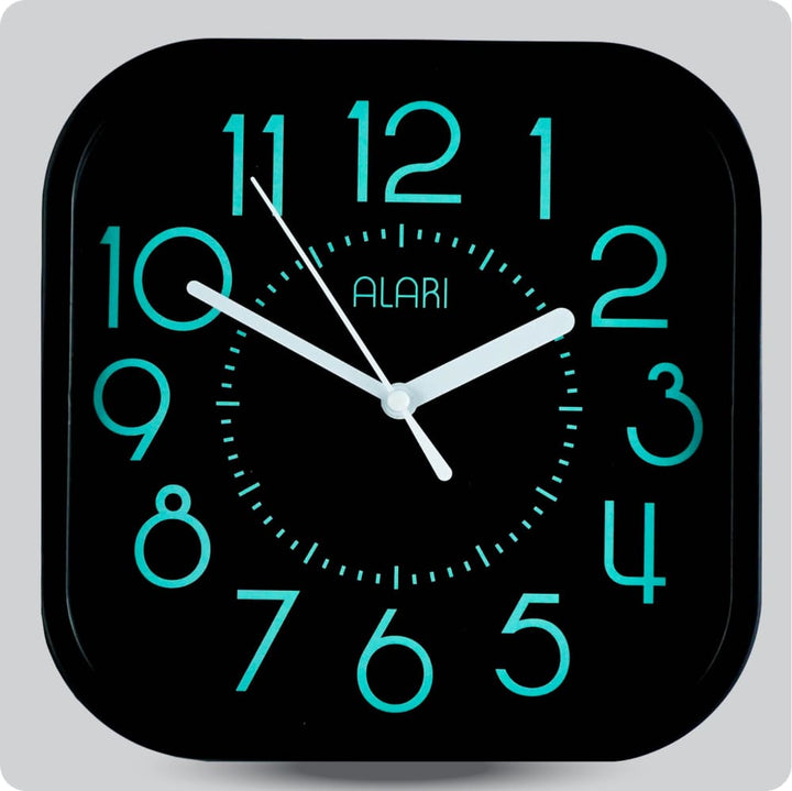 Jam Dinding Analog Polos Minimalis Alari Hitam Hijau JDALARAL1221-5454HITHIJ