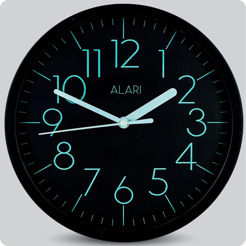 Jam Dinding Analog Polos Minimalis Alari Hitam Hijau JDALARAL1191HITHIJ