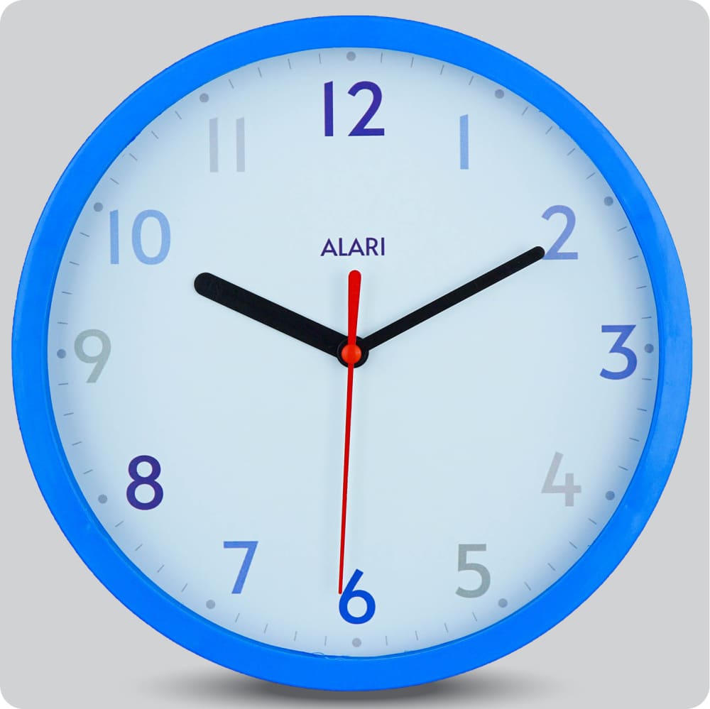 Jam Dinding Analog Polos Minimalis Alari Biru JDALARAL6168BIR