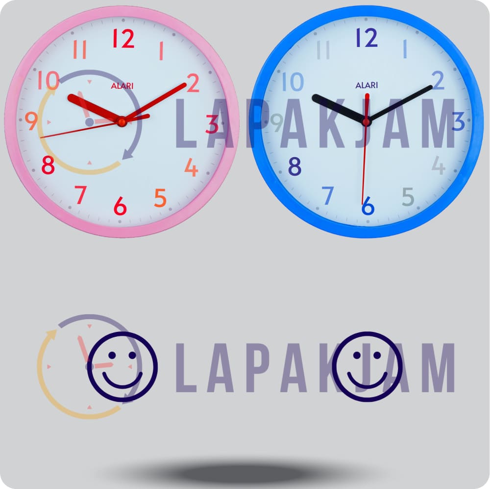 Jam Dinding Analog Polos Minimalis Alari Biru JDALARAL6168BIR