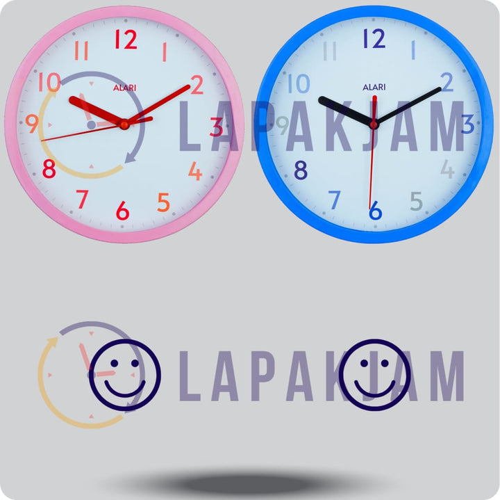 Jam Dinding Analog Polos Minimalis Alari Biru JDALARAL6168BIR