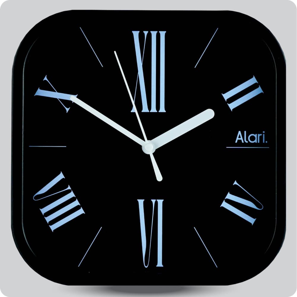 Jam Dinding Analog Polos Minimalis Alari Hitam Biru JDALARAL1226-5454HITBIR