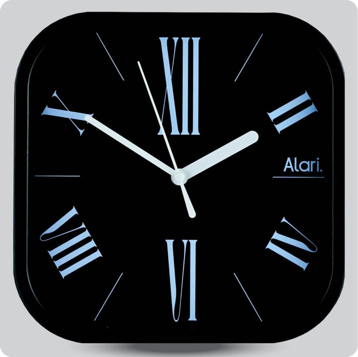 Jam Dinding Analog Polos Minimalis Alari Hitam Biru JDALARAL1226-5454HITBIR