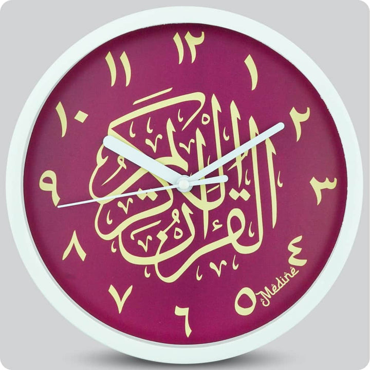 Jam Dinding Analog Kaligrafi Medine Angka Arab Merah JDMEDIMD1234KQARMER