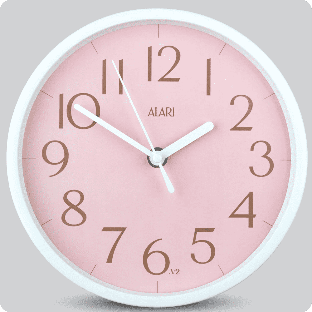 Jam Dinding Analog Polos Minimalis Alari Soft Pink V2 JDALARAL1179-1668PINV2