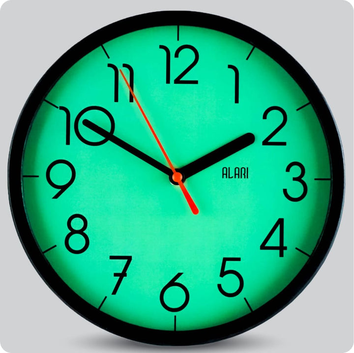 Jam Dinding Analog Polos Minimalis Alari Hitam Hijau JDALARAL1236-1668HITHIJ
