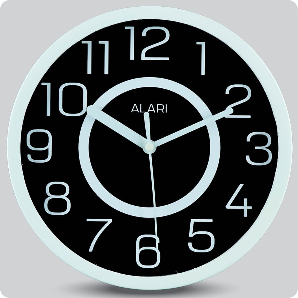 Jam Dinding Analog Polos Minimalis Alari White JDALARAL1181WHI
