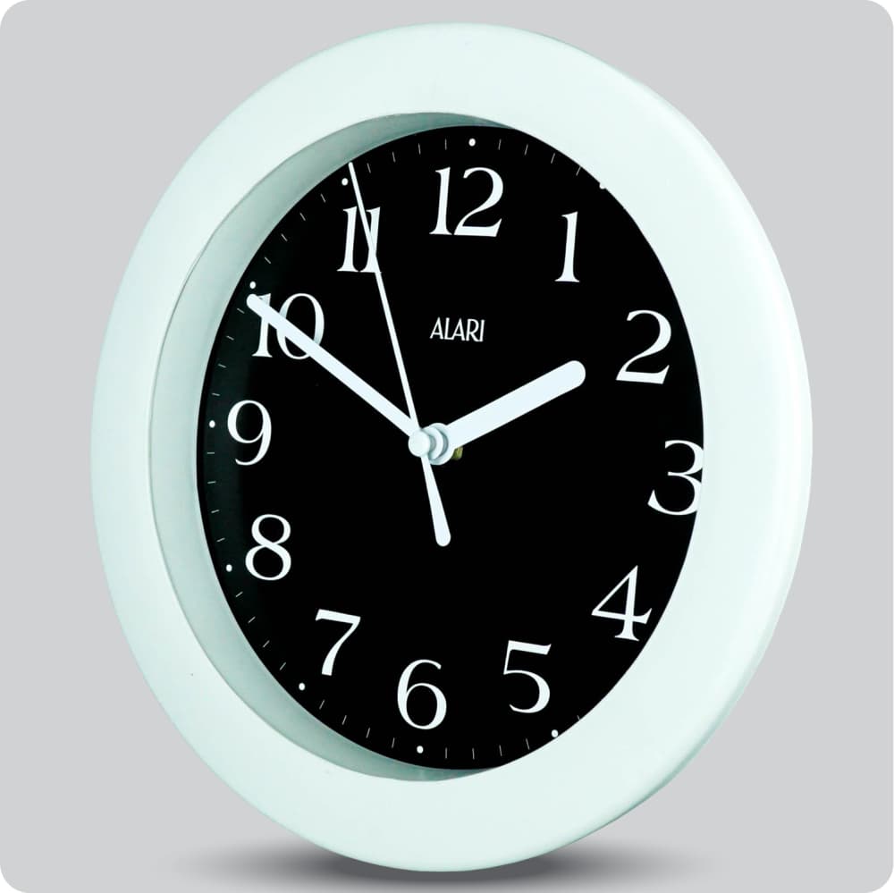 Jam Dinding Analog Polos Minimalis Alari Hitam JDALARAL1242-805HIT