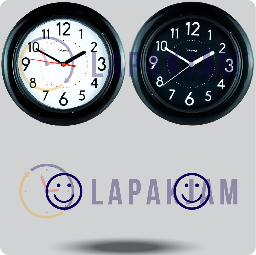 Jam Dinding Analog Polos Minimalis Wawa Hitam JDWAWAWW1111BLA