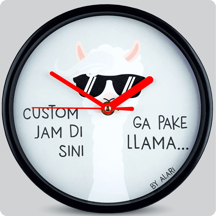 Jam Dinding Analog Custom Alari Hitam &amp; Jarum 206-3 Merah MJD 5168S JDALCSTM1668-RHITJMER206-3-M5168S