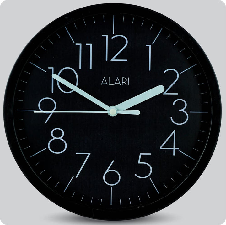 Jam Dinding Analog Polos Minimalis Alari Hitam Abu JDALARAL1191HITBU