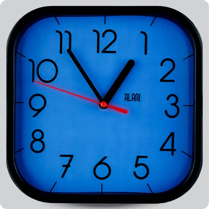 Jam Dinding Analog Polos Minimalis Alari Hitam Biru JDALARAL1236-5454HITBIR