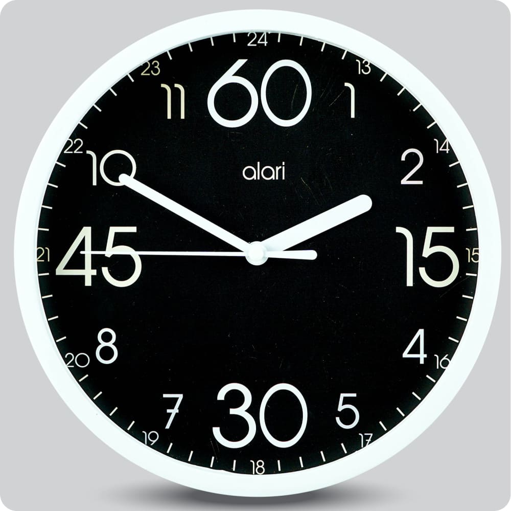 Jam Dinding Analog Polos Minimalis Alari Black JDALARAL7177BLA