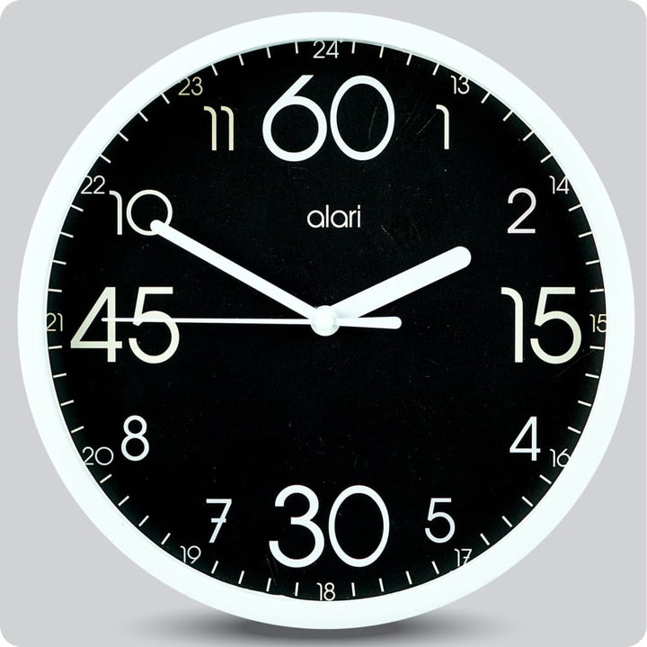 Jam Dinding Analog Polos Minimalis Alari Black JDALARAL7177BLA