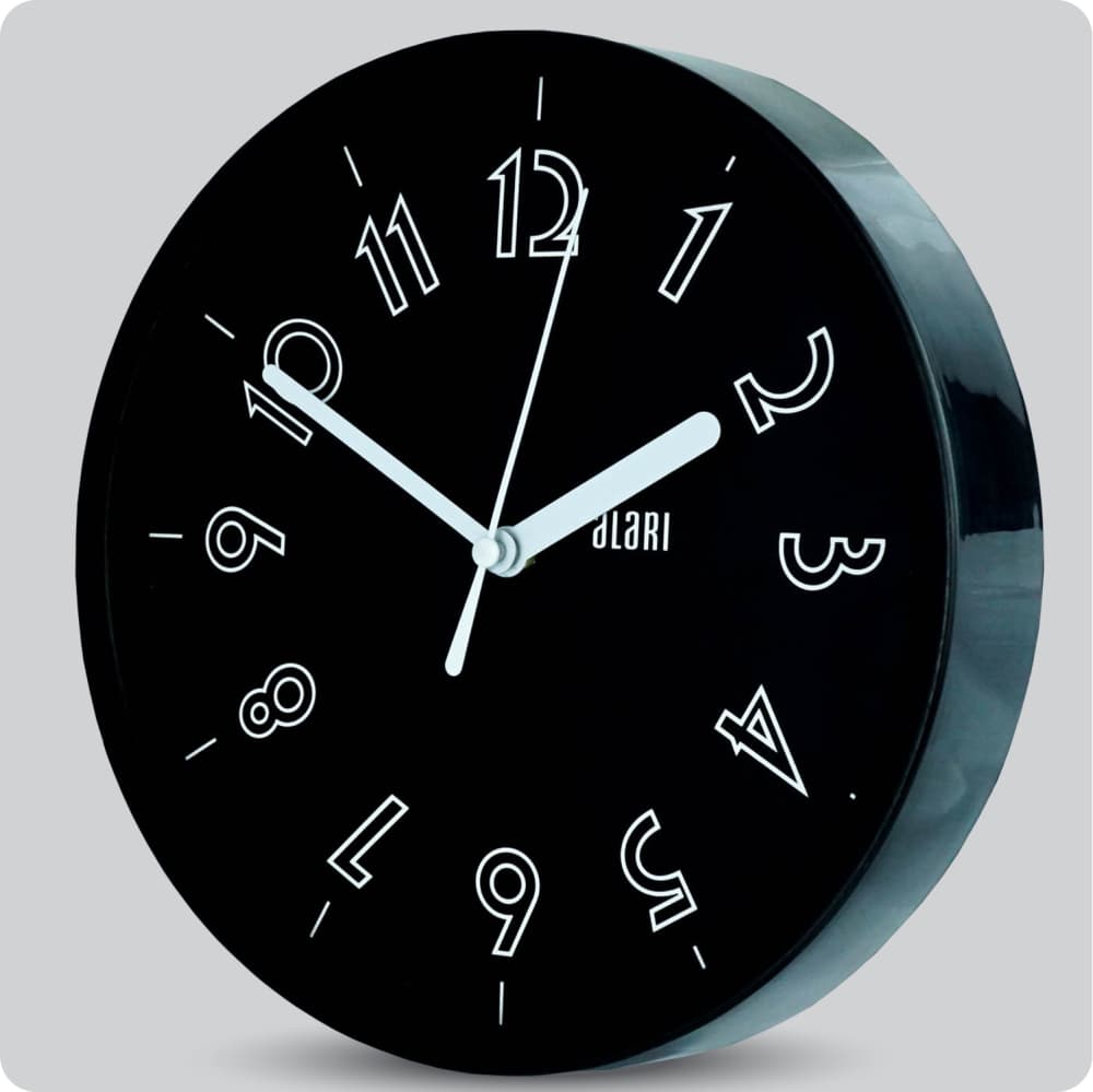Jam Dinding Analog Polos Minimalis Alari Hitam Putih JDALARAL1240-1668HITPUT