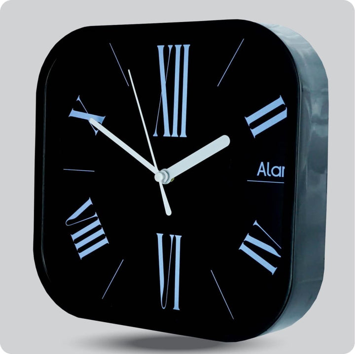 Jam Dinding Analog Polos Minimalis Alari Hitam Biru JDALARAL1226-5454HITBIR