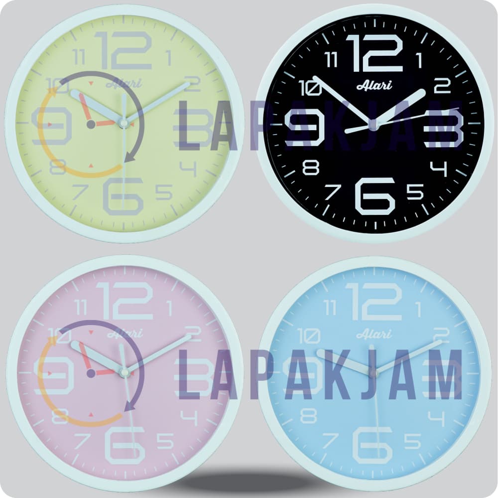 Jam Dinding Analog Polos Minimalis Alari Blue JDALARAL1154BLU