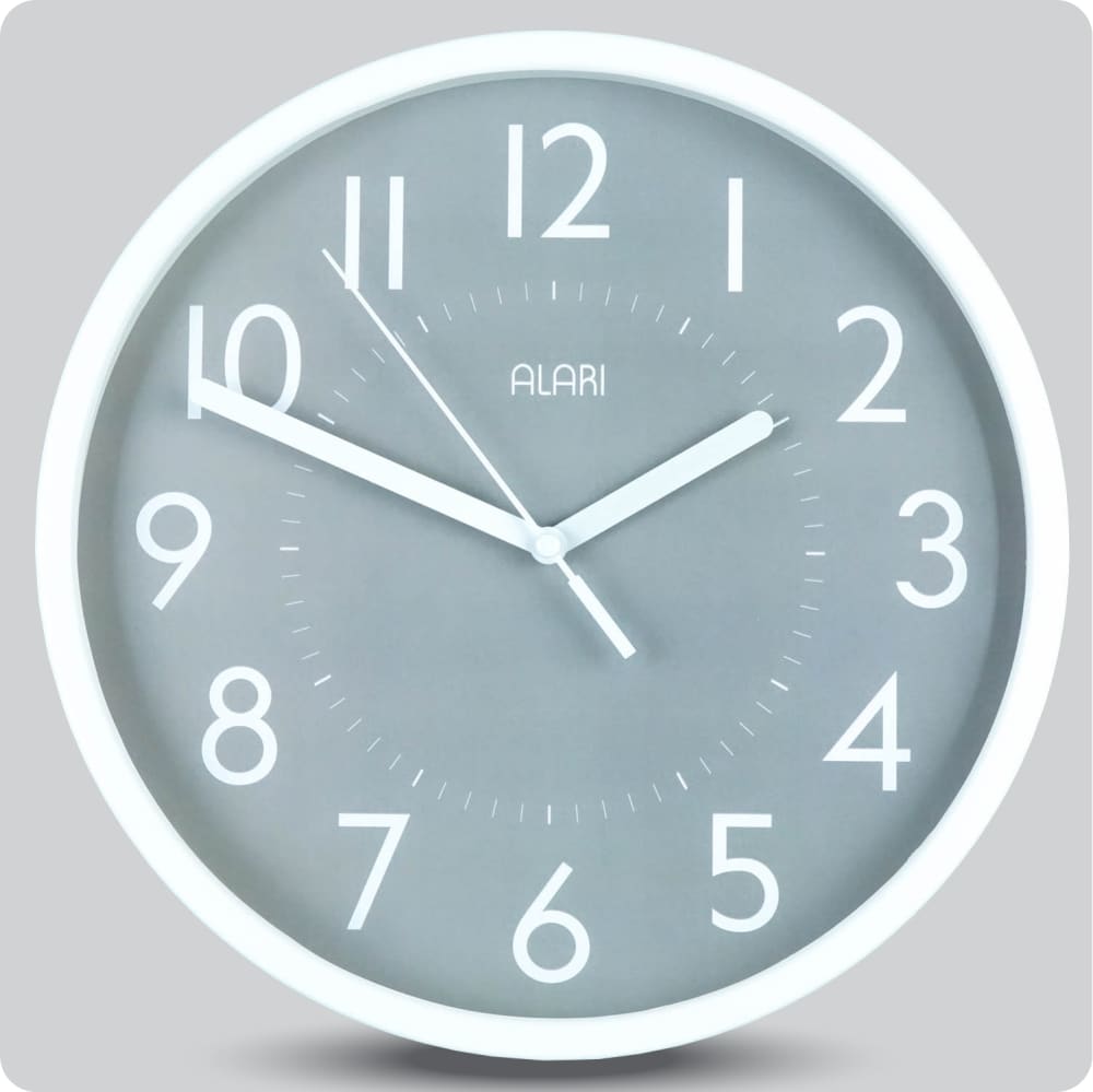 Jam Dinding Analog Polos Minimalis Alari Abu 25 Cm JDALARAL1209-168LABU