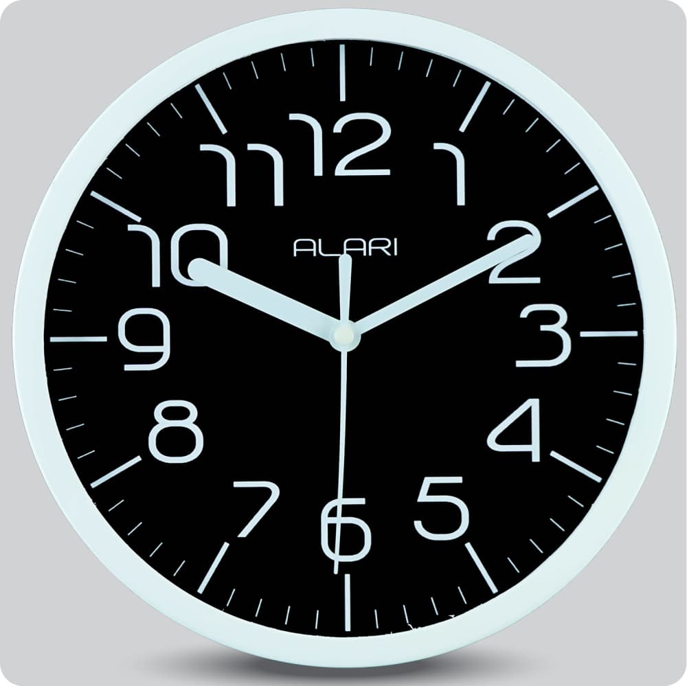 Jam Dinding Analog Polos Minimalis Alari White JDALARAL1199WHI
