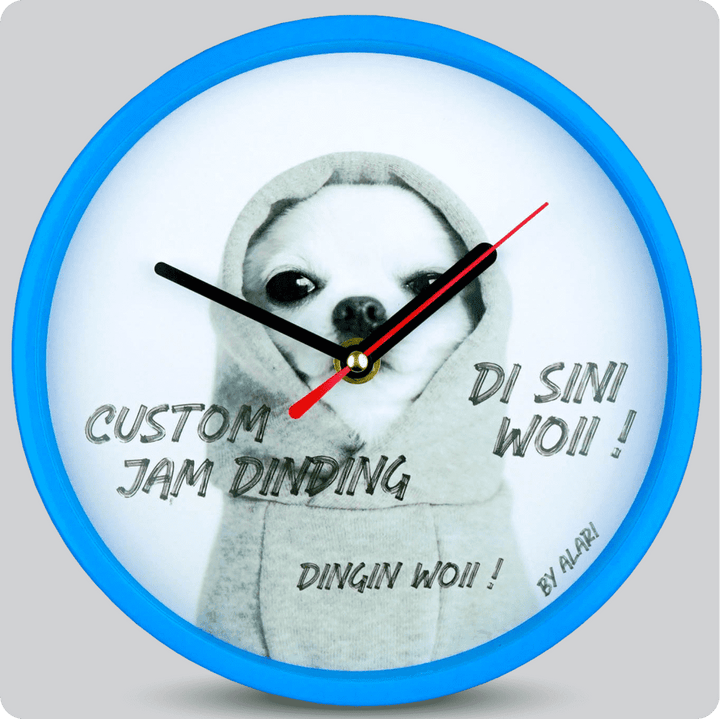 Jam Dinding Analog Custom Alari Biru &amp; Jarum 206-3 Hitam MJD 5168 JDALCSTM1668-RBIRJHIT206-3-M5168