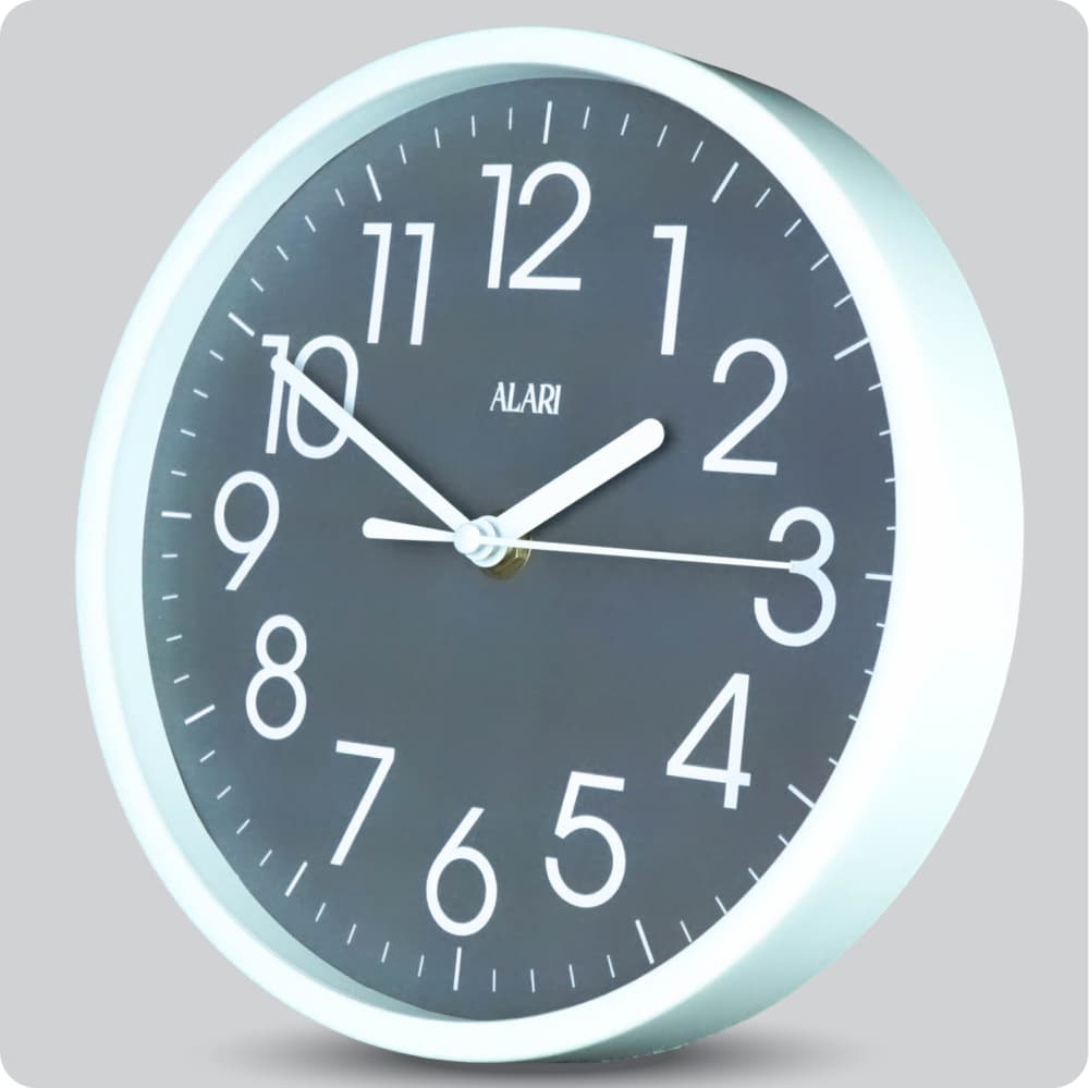 Jam Dinding Analog Polos Minimalis Alari Abu JDALARAL1164-1668ABU