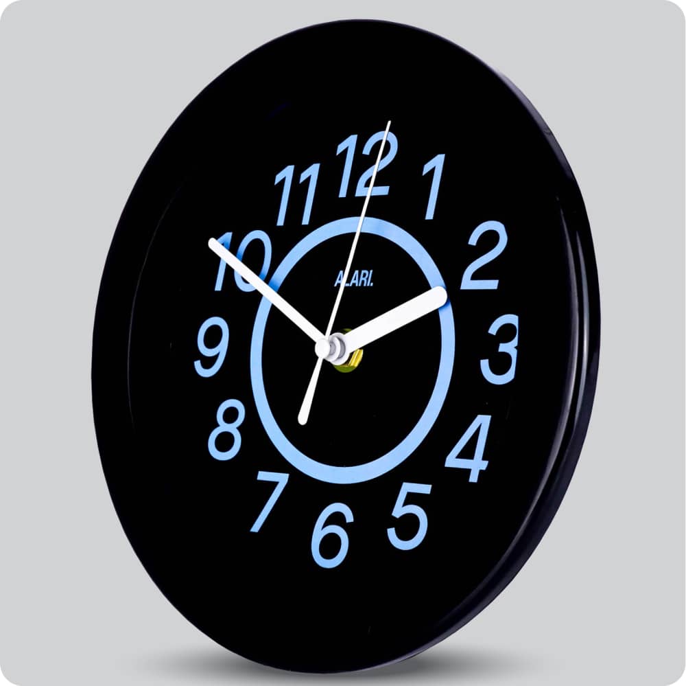 Jam Dinding Analog Polos Minimalis Alari Hitam Biru JDALARAL1181-805HITBIR