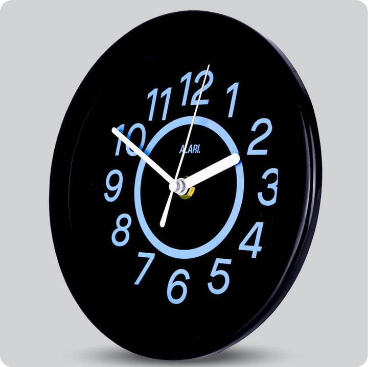 Jam Dinding Analog Polos Minimalis Alari Hitam Biru JDALARAL1181-805HITBIR
