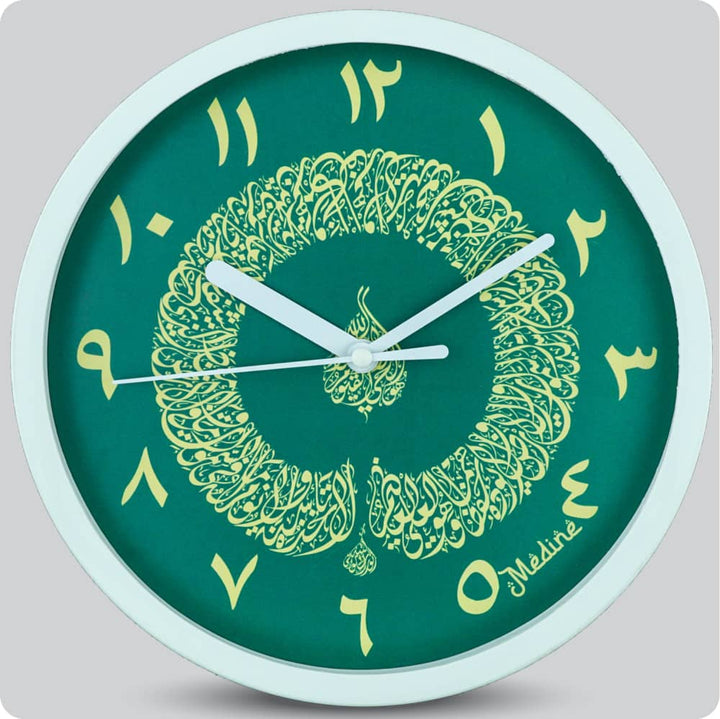 Jam Dinding Analog Kaligrafi Medine Angka Arab Hijau JDMEDIMD1248KAKARHIJ