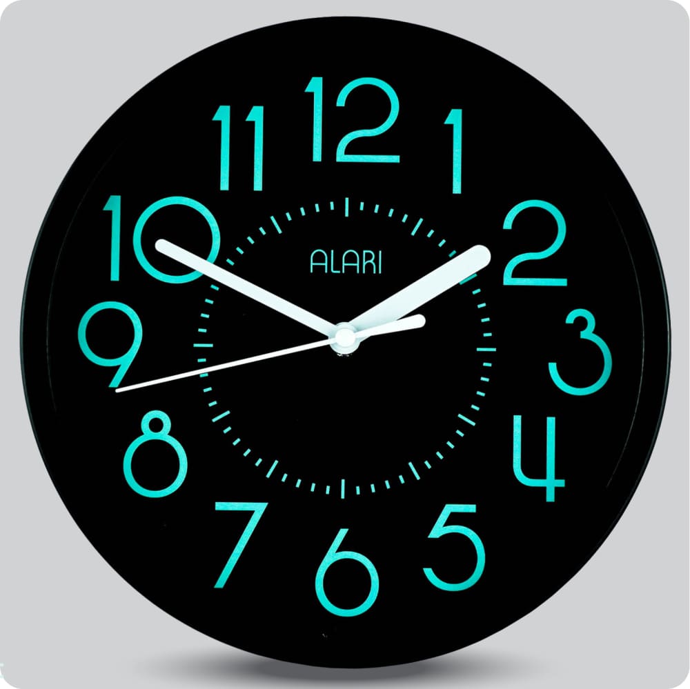 Jam Dinding Analog Polos Minimalis Alari Hitam Hijau JDALARAL1221-1668HITHIJ