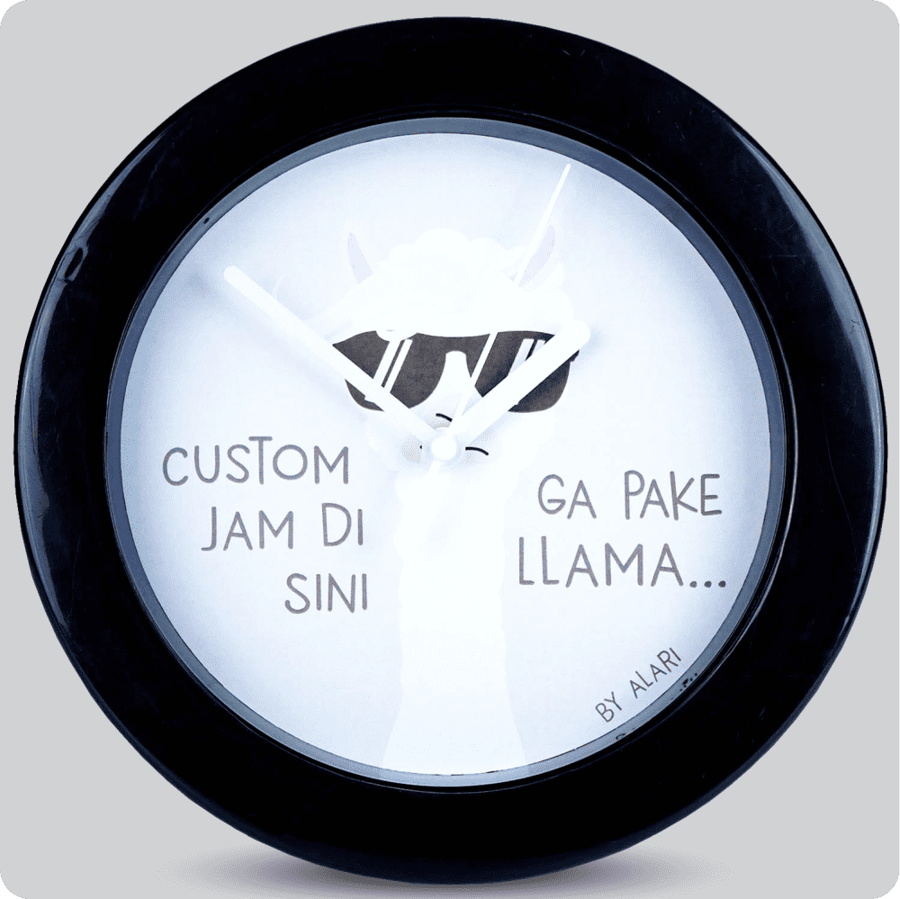Jam Dinding Analog Custom Alari Hitam &amp; Jarum 206-3 Putih MJD 5168 JDALCSTM805-RHITJPUT206-3-M5168