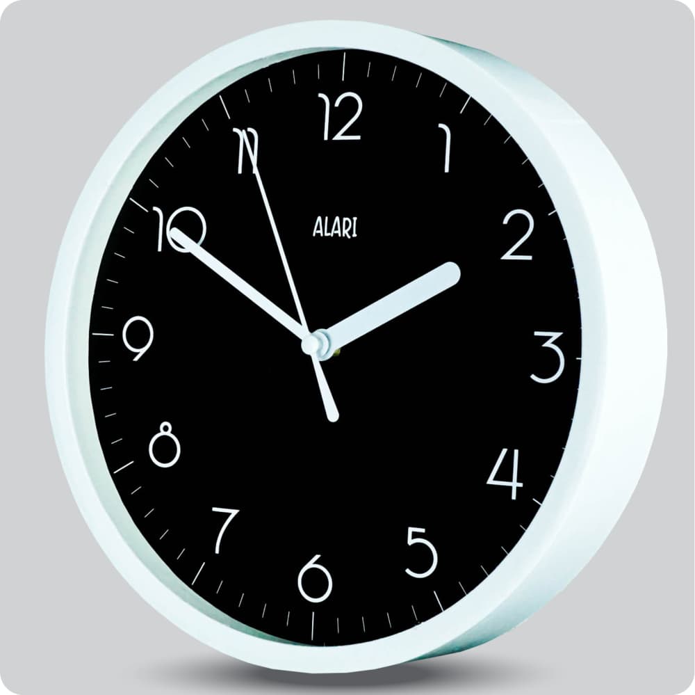 Jam Dinding Analog Polos Minimalis Alari Hitam JDALARAL1223-1668HIT