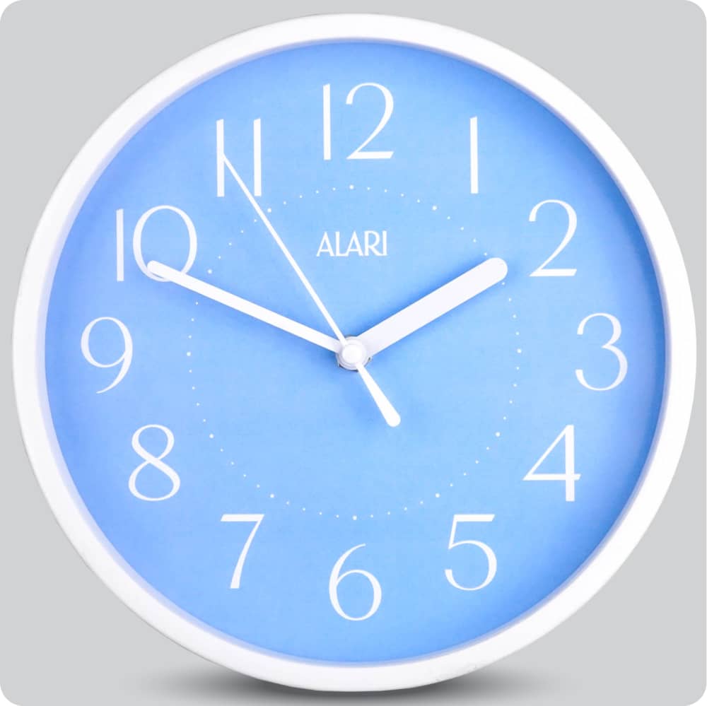 Jam Dinding Analog Polos Minimalis Alari Biru Muda JDALARAL1158-1668BIR